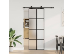 Vidaxl Porta Deslizante C/ Conj. Ferragens 76x205cm Vidro Esg Preto