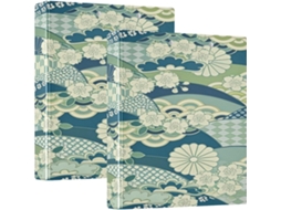 Pasta Escritório Com Estampa De Flor Cerejeira Japonesa Verde, 3, 8cm 1-1 2 Polegadas, 3 Argolas Com Bolsos