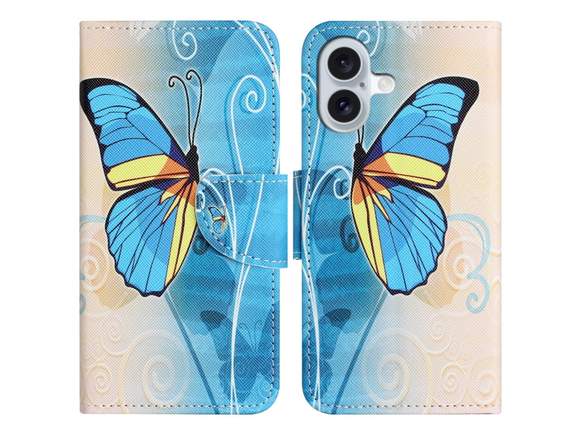 Capa Em Couro Pu Com Suporte Para Apple Iphone 16 - Borboleta