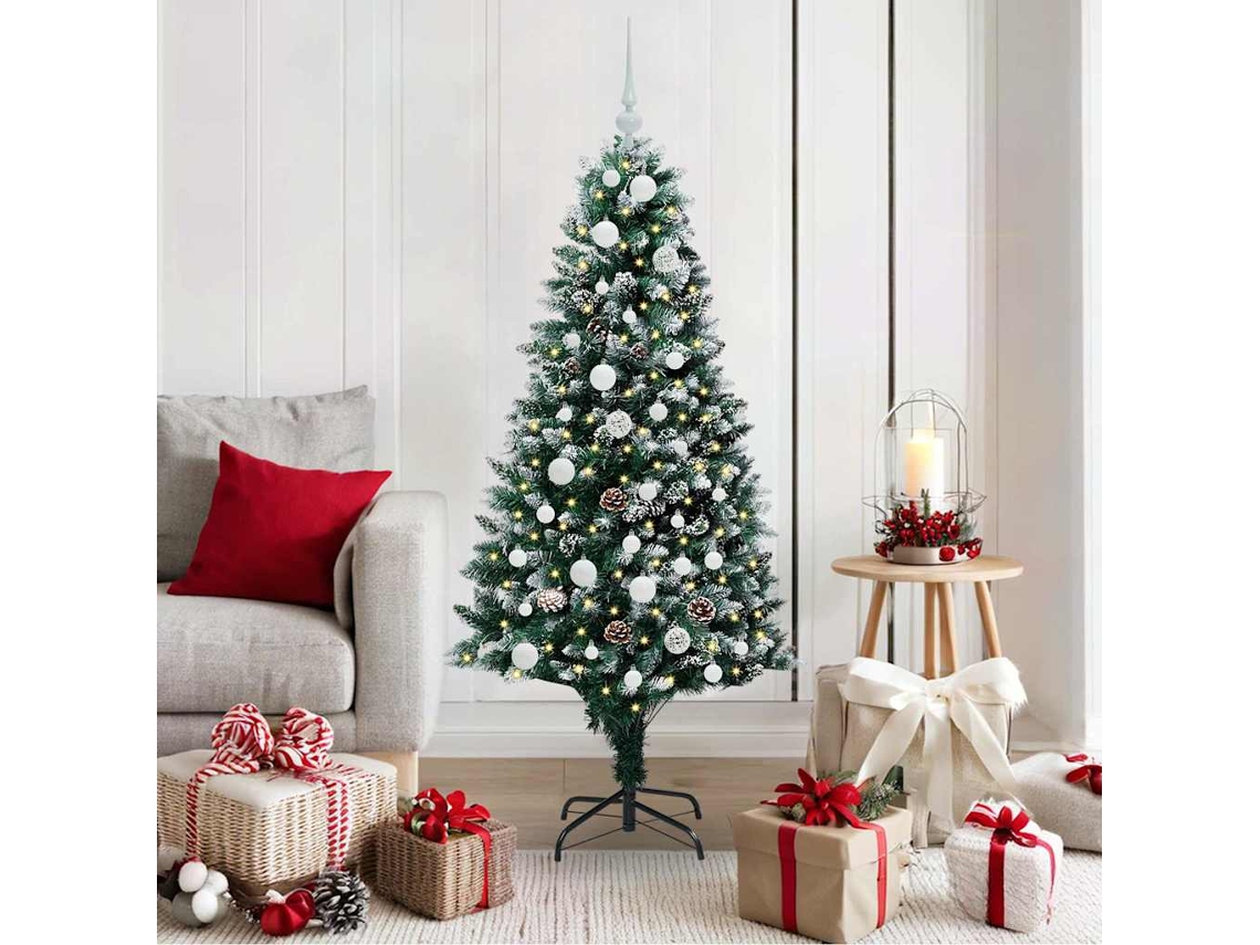 Vidaxl Árvore De Natal Artificial Verde 150 Cm Pvc, Aço E Plástico