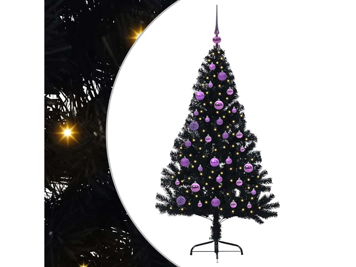 Árvore De Natal Artificial Iluminada Vidaxl Preto Pvc (150 Cm)