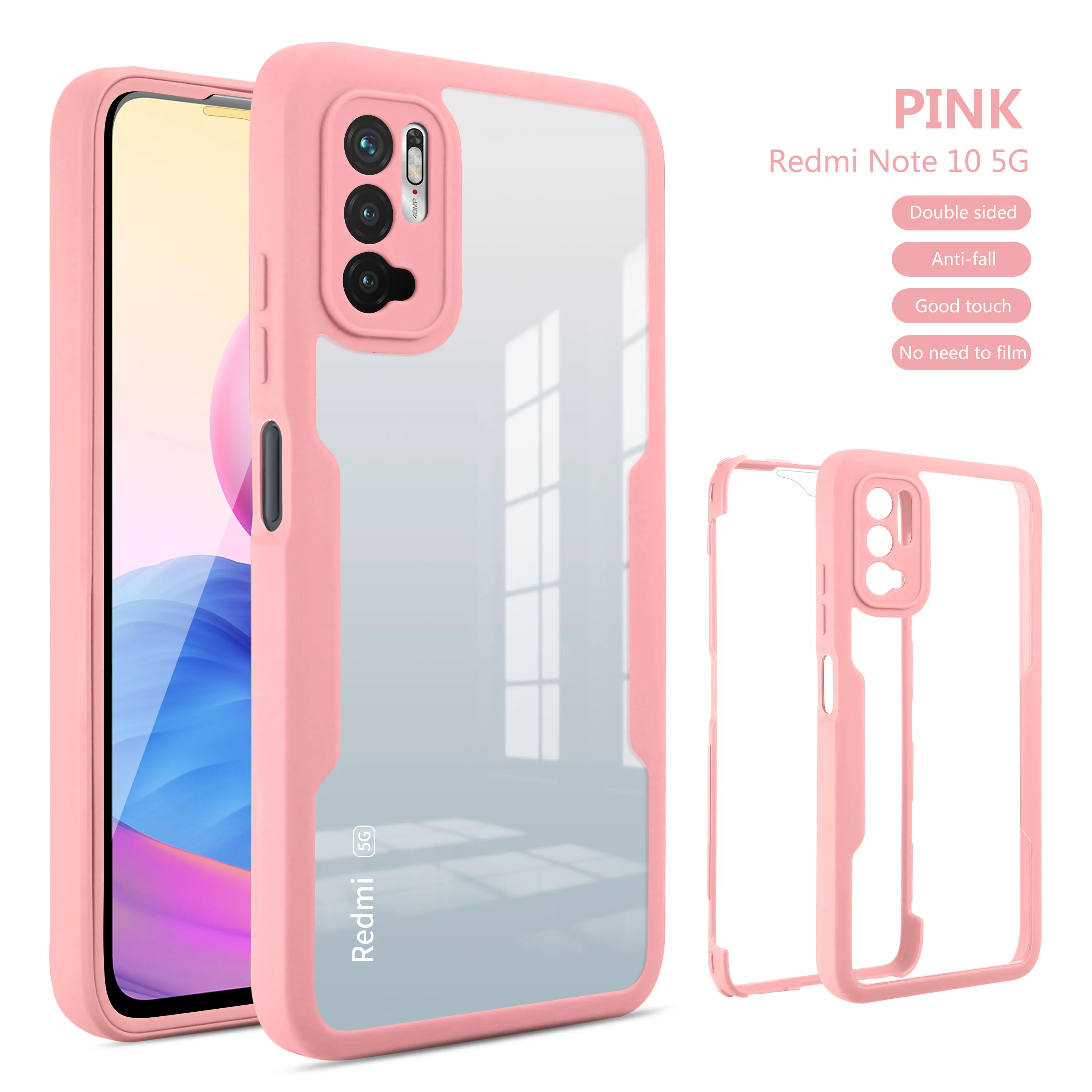 (note10 Pro Max Rosa) Capa Traseira Rígida Com Proteção De Tela 360°
