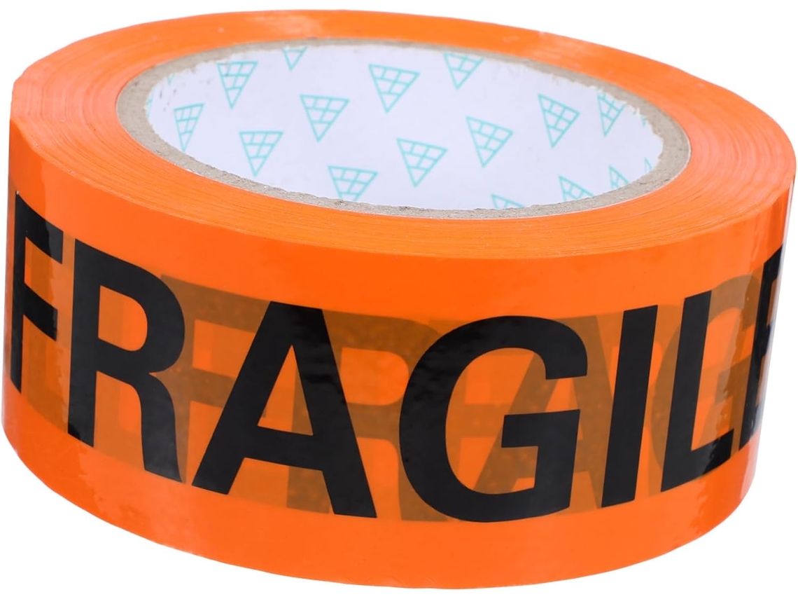 Fita Adesiva de Advertência "frágil" Laranja Garneck, 4,8 Cm X 100 M, para Embalagens Envio, Rolo Resistente P