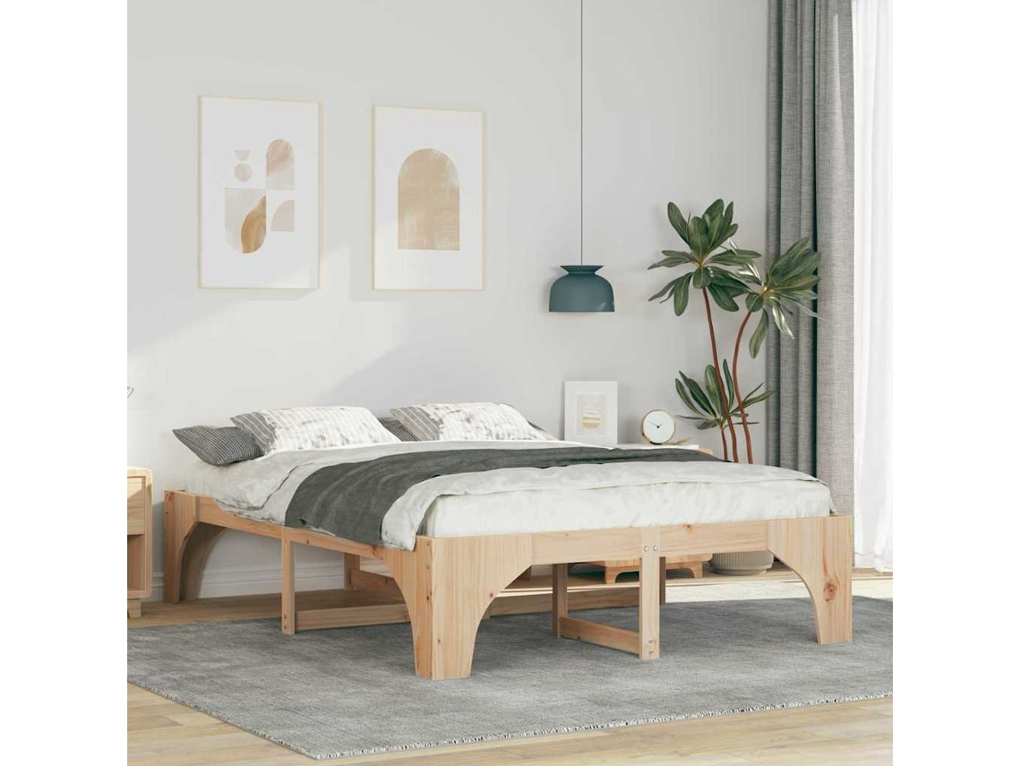 Vidaxl Estrutura da Cama Castanho 140 X 200 Cm