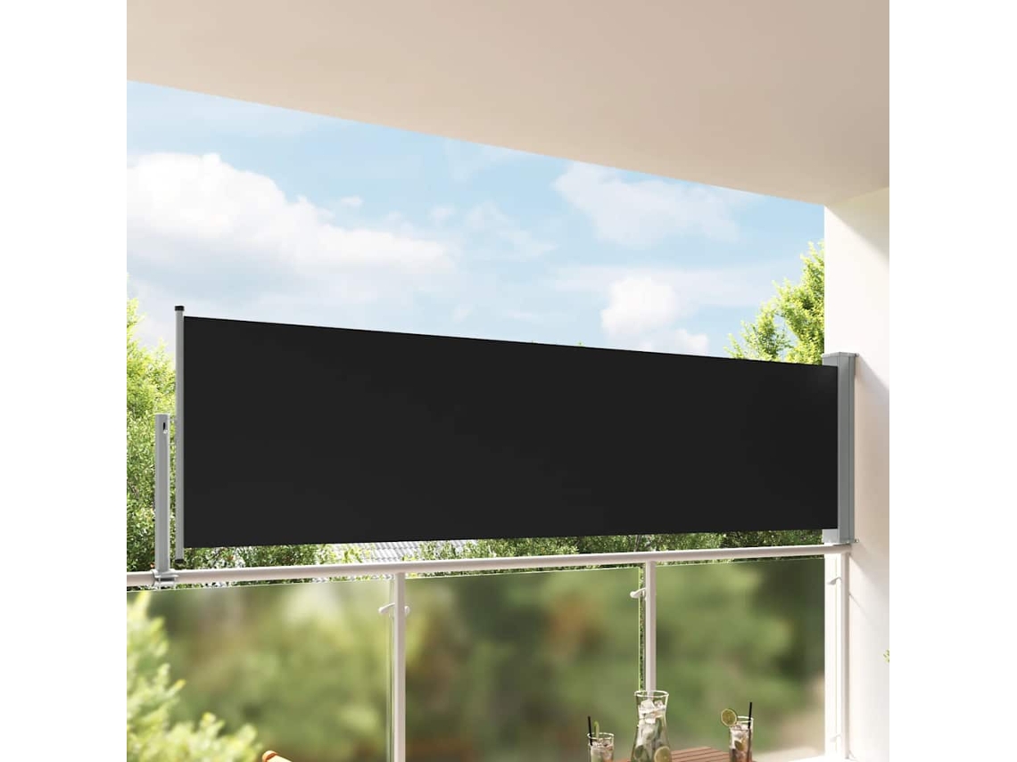 Vidaxl Toldo Lateral Retrátil Para Pátio 100x300 Cm Preto
