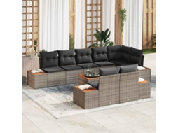 Vidaxl Conjunto De Sofá De Jardim 9 Unid. Cinzeto Rattan Sintético