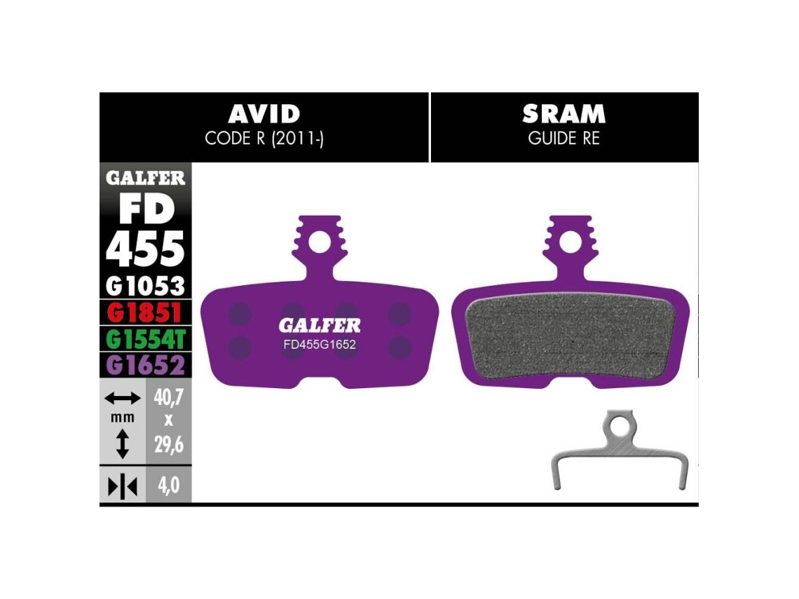 Pastilhas de Travão GALFER Avid Code R 2011 Guide Re