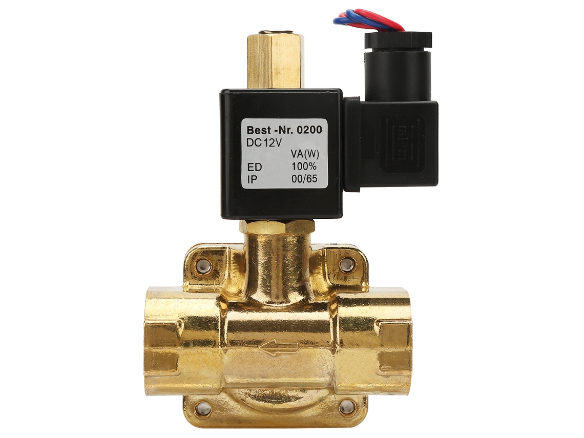 Válvula Solenóide Elétrica De Latão Normally Open G3/4 Para Água Ar 0-1.6mpa Dc12v