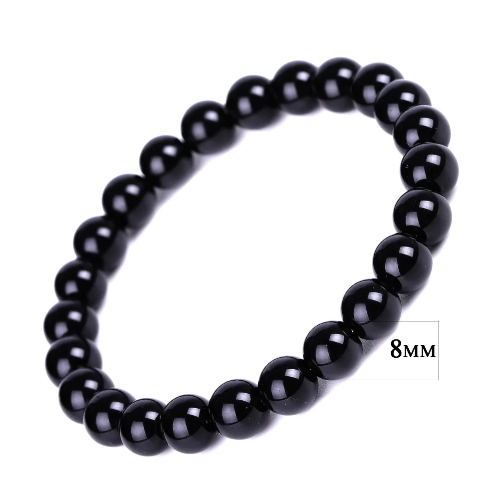 Pulseira Tibetana Budista de Obsidiana para Homens e Mulheres, Amuleto, Bracelete da Sorte MDUG (8mm X 21cm)