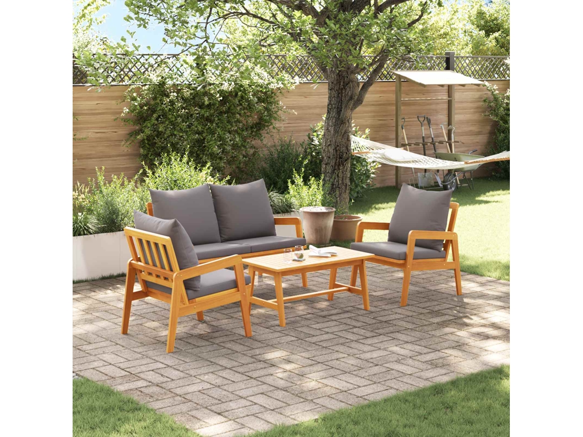 Vidaxl Conjunto Bistro 4 Unid. Castanho Madeira Sólida De Acácia