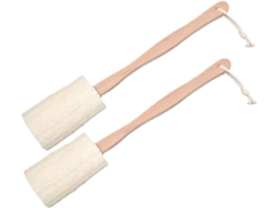 Escova De Banho Lifkome Com Cabo Longo Madeira 2 Peças, Escova De Bucha Esfoliante E Massageadora Para As Costas, Ideal