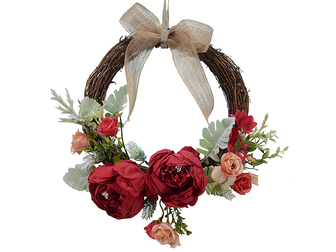 Coroa de peônia artificial decorativa para exterior e interior casamento casa porta 26cm