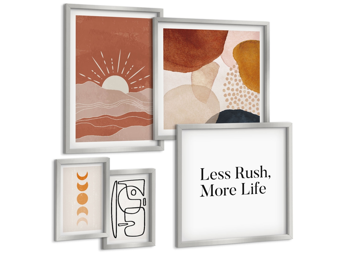 Conjunto De Pinturas Gráficos Abstratos Estilosos Sol Espelharte (5 Peças)