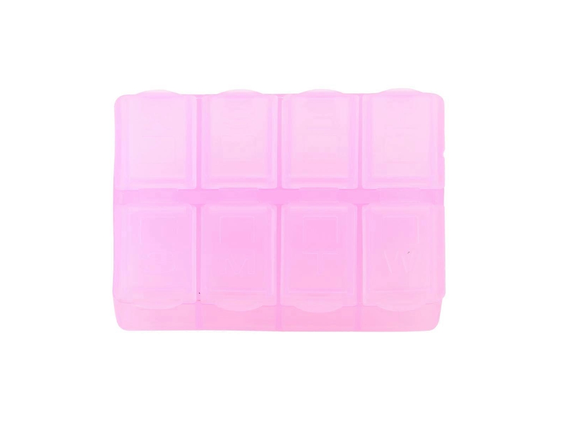 Caixa De Comprimidos Retangular De Plástico Com 8 Compartimentos, Rosa. Nostalgia88