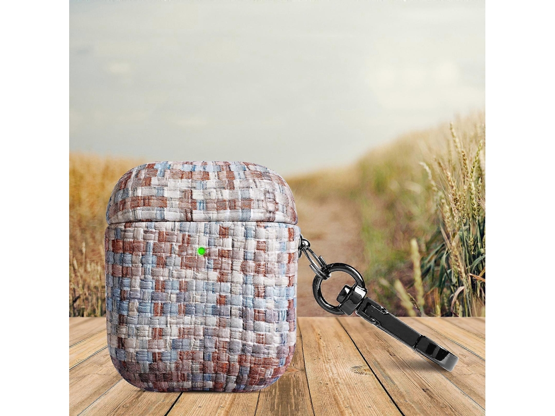 Capa Protetora De Fone De Ouvido À Prova De Choque Com Textura De Trama De Pu Para Airpods 1/2 Com Gancho Ushion
