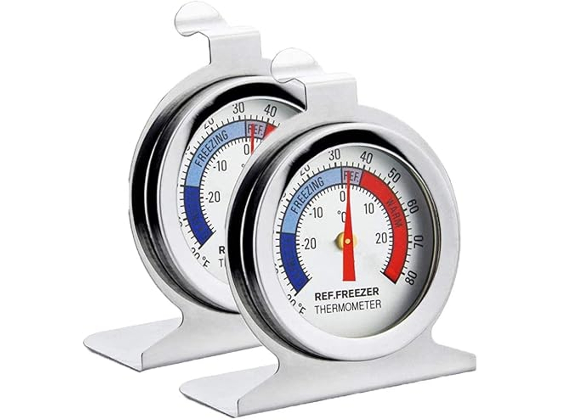 2 Termómetros Aço Inox Mostrador Grande com Gancho, para Geladeira ZYBLSSBB