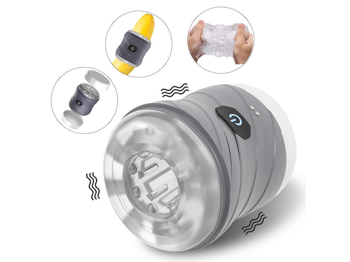 Copo Masturbador Masculino Automático de Vibração 7 Cinza YIZHOOD