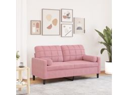 Vidaxl Sofá 2 Lugares C/ Almofadas Decorativas 140 Cm Veludo Rosa