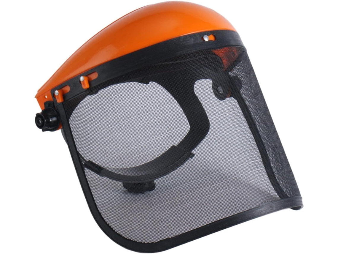Protetor De Motosserra Com Viseira De Malha Metálica, Boa Ventilação, Faixa De Cabeça Ajustável E Durável, Leve, Laranja Zeuxo