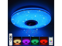 Luminária de teto LED dimerizável com mudança de cor RGB e alto-falante Bluetooth S/MARCA