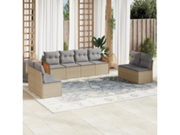 Vidaxl 8 Pcs Conjunto De Sofás P/ Jardim Com Almofadões Vime Pe Bege