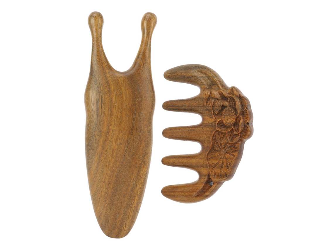 Kit De Pente De Gua Sha Para Nariz E Couro Cabeludo De Sândalo