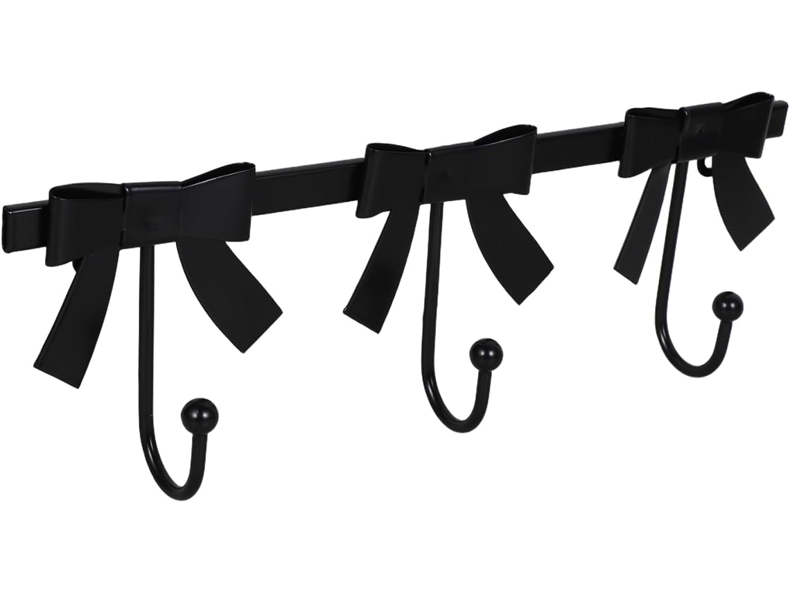 Gancho De Parede Em Forma Laço Ferro Preto Veemoon Com 3 Ganchos, Ideal Para Casacos, Toalhas E Bolsas Estilo Rústico