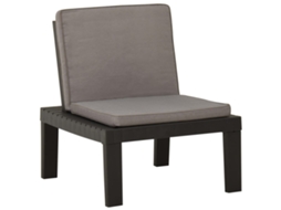 Vidaxl Cadeira Lounge De Jardim Com Almofadão Plástico Cinzento
