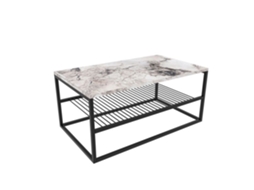 Mesa de Centro Aglomerado e Aço com Prateleira Marmorizada S/MARCA