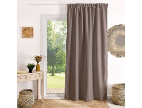 Cortina Com Bandô Franzido Opaca M1 Não Inflamável Taupe 240x260 Cm