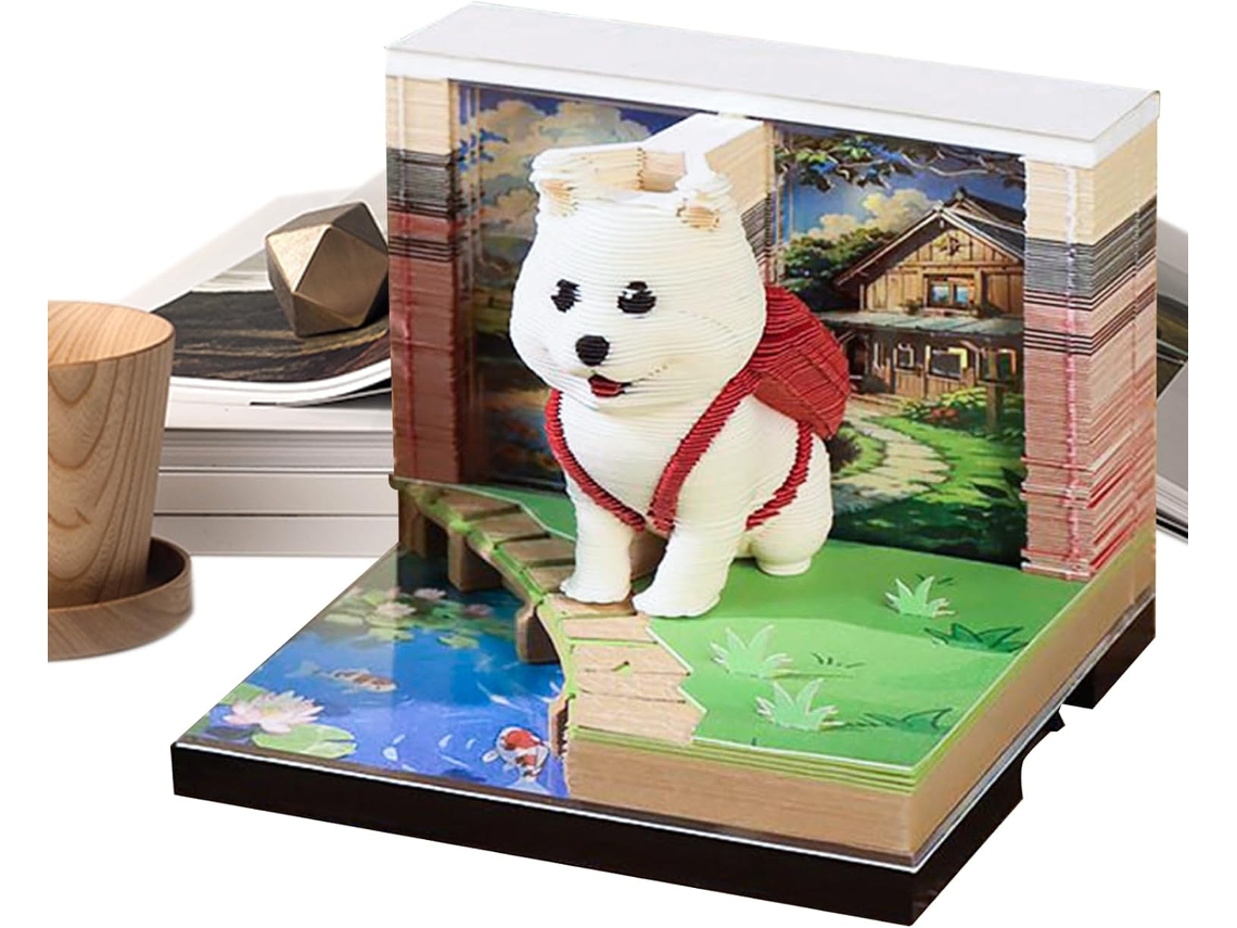 Bloco De Notas 3d Calendário 2026 Escultura De Papel Estatueta De Cachorro Para Escrita, Para Adul Gokoco