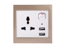 Tomada de Parede USB com Carregamento Duplo e Energia Três Pinos EOOCOO