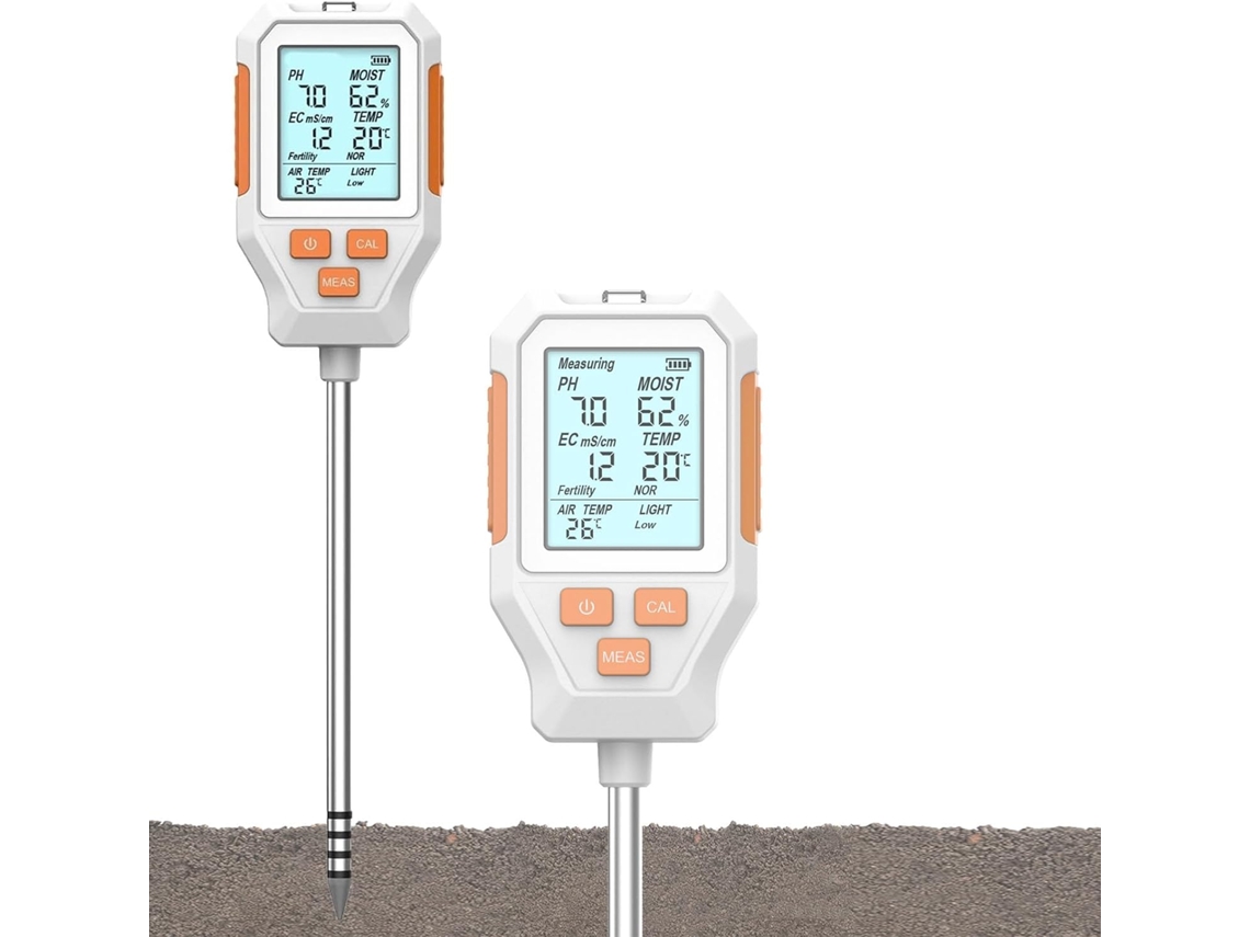 Analisador De Solo Profissional 7em 1, Mede Umidade, Temperatura, Ph, Ec, Fertilidade, Luz E Do Ar Ideal Para