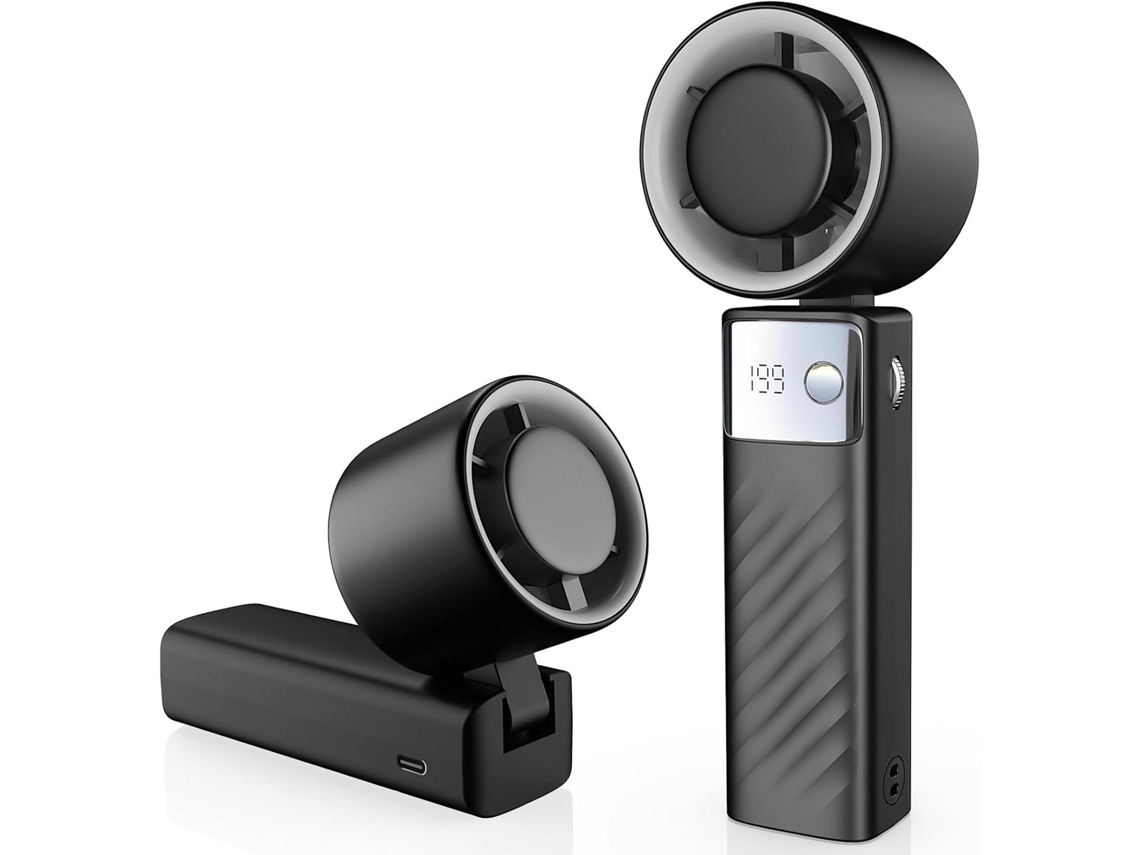 Mini ventilador MDUG dobrável, velocidade ajustável, visor LED, bateria 4000mah