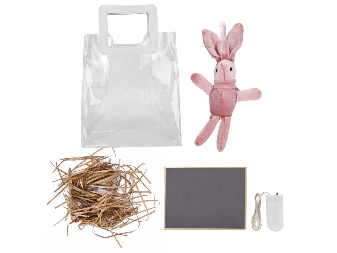 Bolsa de regalo de PVC transparente con asa de cuero sintético para embalaje Vante Gold (L)