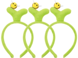 Nuobesty De 3 Faixas De Cabelo Decorativas Em Pelúcia Verde Com Desenhos De Abelha E Grama.