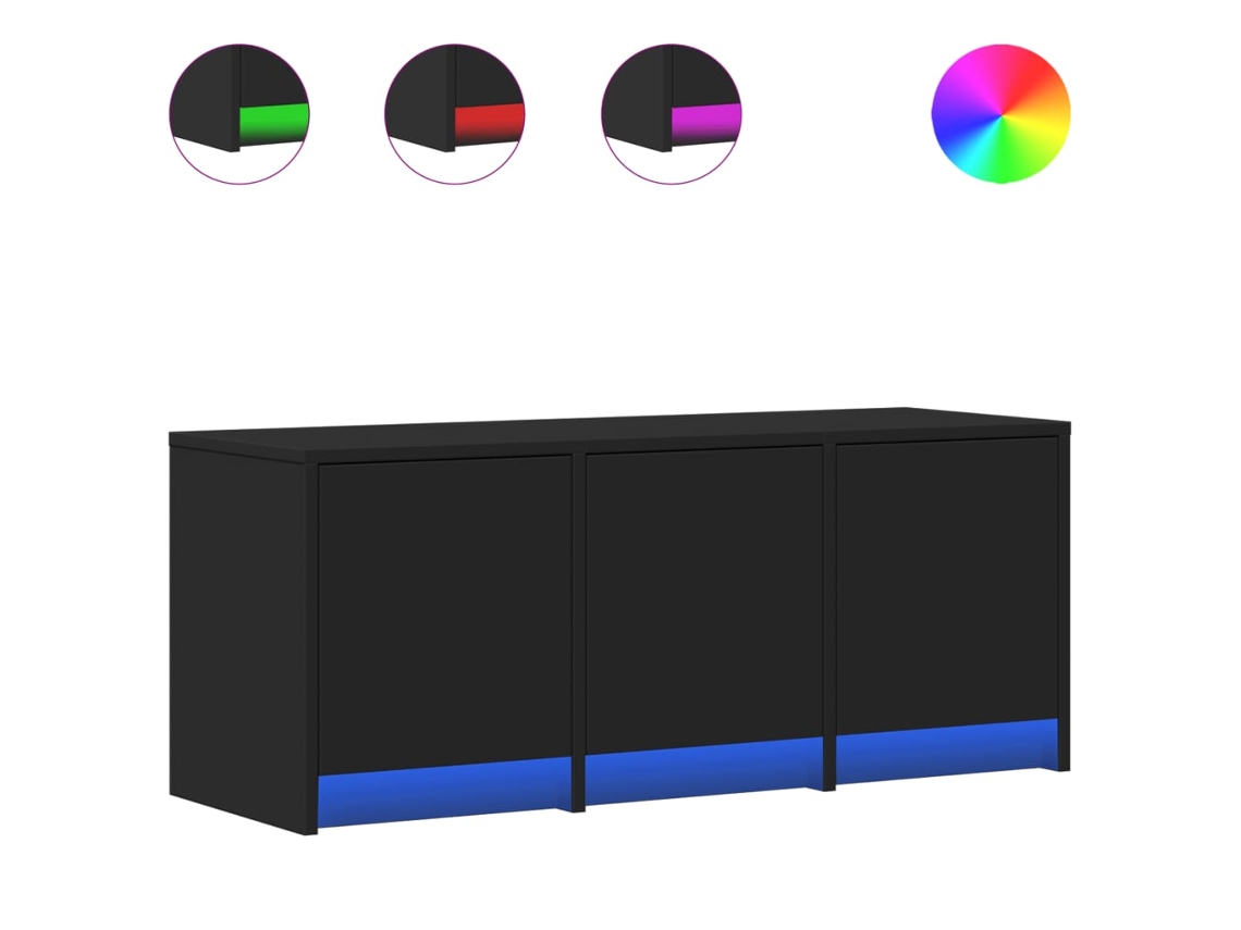 Móvel de Tv com Luzes Led Derivados de Madeira Preto MAISON EXCLUSIVE