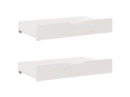 Vidaxl Gavetas Para Cama 2 Pcs 90x55x17 Cm Pinho Maciço Branco