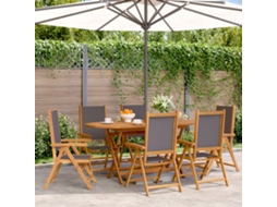 Cadeiras Jardim Reclin. 6 Pcs Tecido/madeira Maciça Antracite Dkd Home Decor