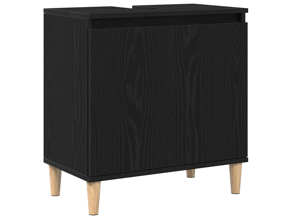 Conjunto 1 Armário Para Pia De Banheiro Vidaxl Preto Derivados De Madeira (58 X 33 X 60 Cm)
