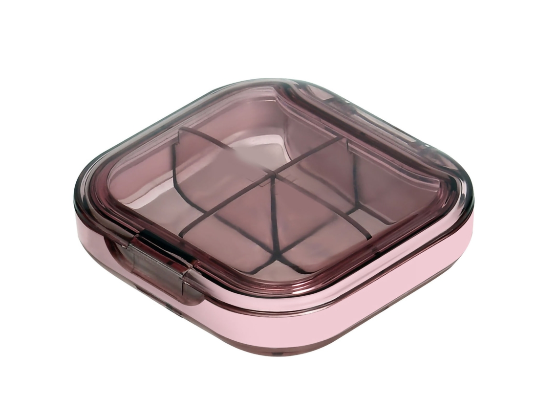 Caixa de Pílulas Portátil Mini Transparente Rosa com Compartimentos para Viagem Armazenamento Seguro | S/MARCA