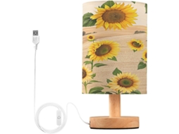 Abajur De Cabeceira Em Formato Girassol Para Quarto, Abajur De Cabeceira Led, Luminária De Leitura Com Portas Usb E