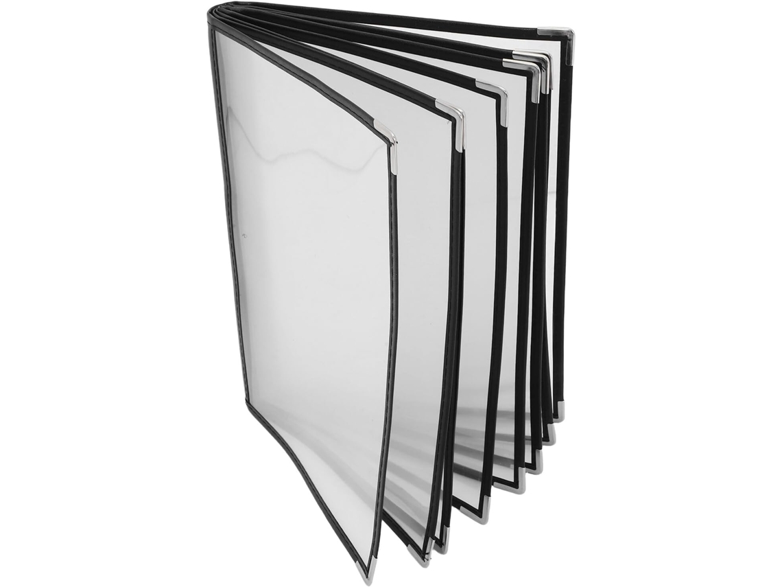 Pasta Cardápio Imikeya Em Pvc Transparente, 16 Compartimentos, Ideal Restaurantes E Bares, Com Protetor De