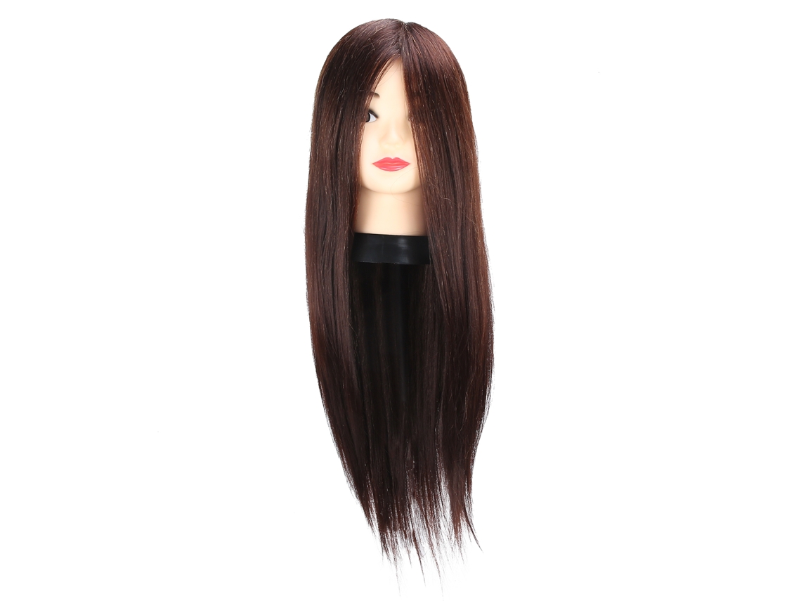 Cabeça De Manequim Para Cabeleireiro De Cabelo Marrom Escuro Para Prática