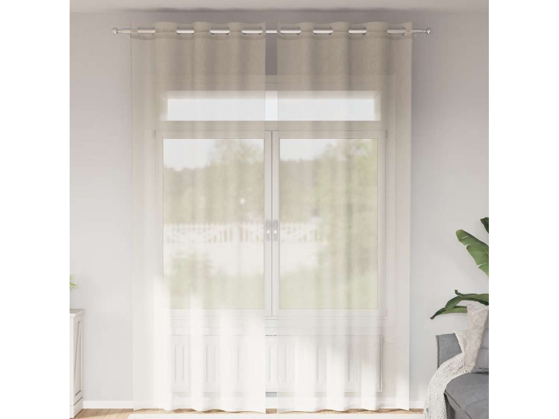 Vidaxl Cortinas De Voile Com Ilhós 2 Pcs Creme 140x300 Cm