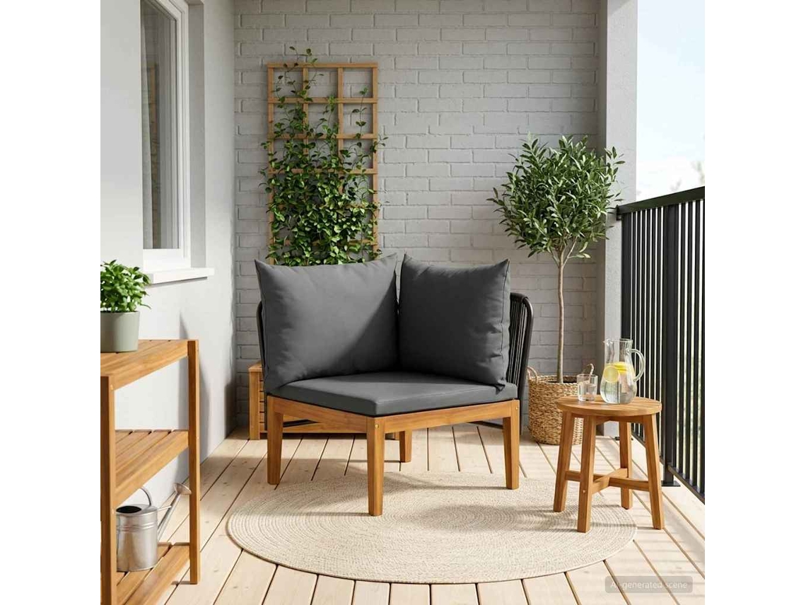 Vidaxl Sofá De Canto De Jardim Com Almofadas Natural