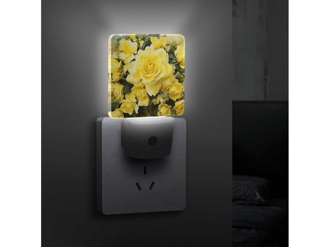Luz Noturna Led Com Sensor Crepuscular, Rosa Amarelo, Tomada, Ideal Quarto, Banheiro, Cozinha, Escadas E