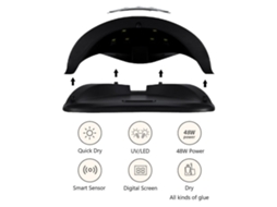 Secador De Unhas Com Lâmpada Led De 48w Para Esmalte Em Gel, Secagem Rápida Com Sensor Automático