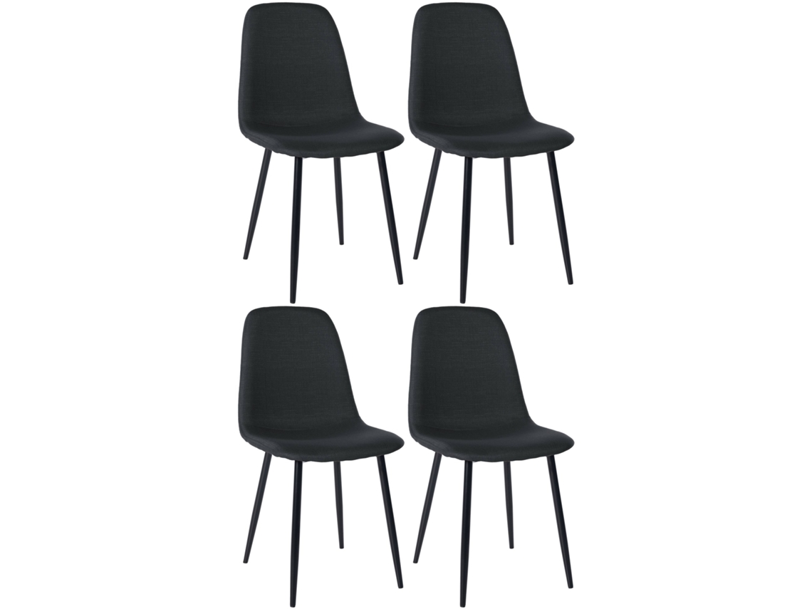 Conjunto de 4 cadeiras de jantar Napier preto/tecido CLP