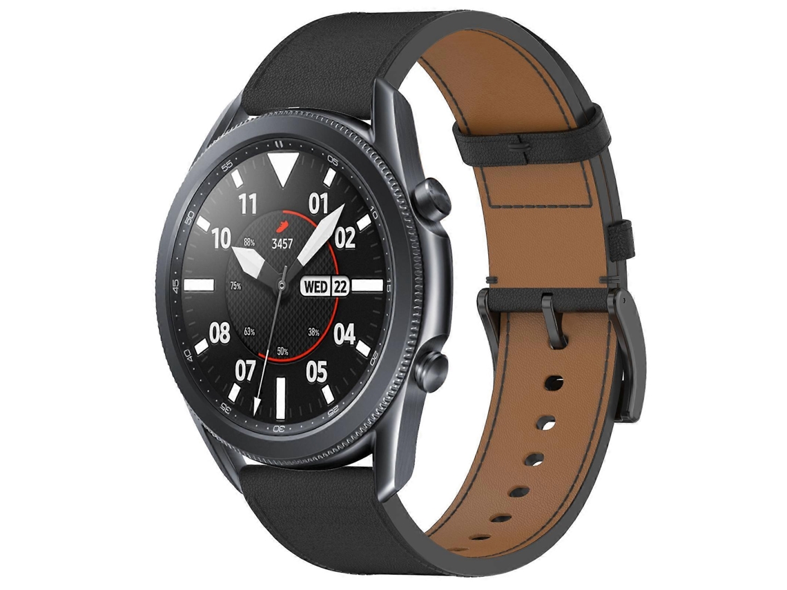 Pulseira De Couro De 22 Mm Com Botão De Pressão Para Samsung Galaxy Watch3 45 Mm